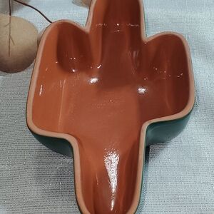 Cactus-Shaped Terracotta and Green Salsa Or Dip Bowl New In Box